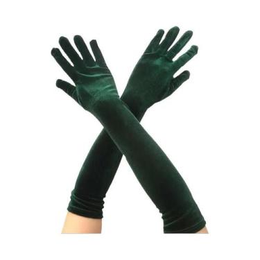 Imagem de Luvas Longas De Veludo Dourado 53CM Para Mulheres, Quentes, Pretas, Es