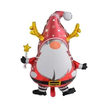 Imagem de Balão Grande De Natal Com Papai Noel E Rena Para Decoração De Festa De