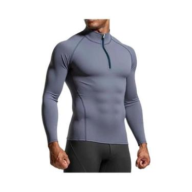 Imagem de Camiseta De Compressão Masculina Slim Fit De Manga Longa Para Fitness,