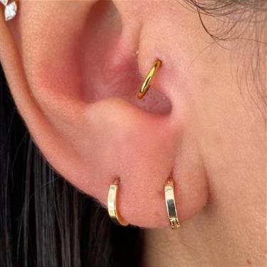 Imagem de Argolinhas mini naked reta em metal banhado - no-brand, PRATEADO