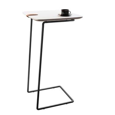 Imagem de Mesa Apoio Lateral Para Sofá Atenas Pé Preto branco