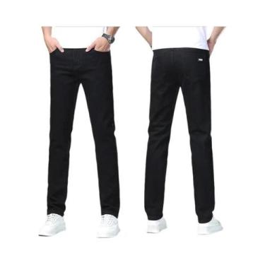 Imagem de Calças Jeans Masculinas De Corte Reto Em Denim Stretch Luxuosas Clássi