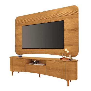 Imagem de Bancada Elara e Painel Armony TV até 80” Pés Madeira Maciça
