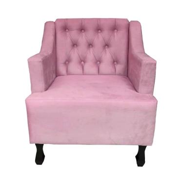 Imagem de Poltrona Estofada Para Salão de Beleza Genesis Suede Rosa Bebe LM DECOR