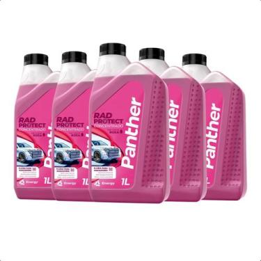 Imagem de Kit 5 Aditivo Radiador Rosa Panther 1L Pronto Uso Anticorrosivo Antife