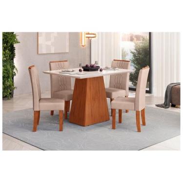 Imagem de Mesa de Jantar 4 Cadeiras Retangular Freijo e Off DJ Móveis Copenhague