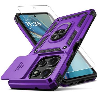Imagem de Capa YZOK para Moto G Power 5G 2025 Roxa Antichoque com Suporte Girató