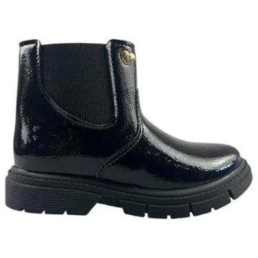 Imagem de Botina Coturno Infantil Menina Kidy Fashion Verniz Preto Zíper Original-Feminino