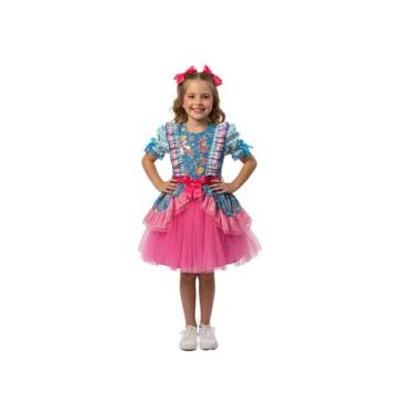 Imagem de Vestido Junino Bambolê Floral Tule Com Calção Azul Rosa, Azul, 8