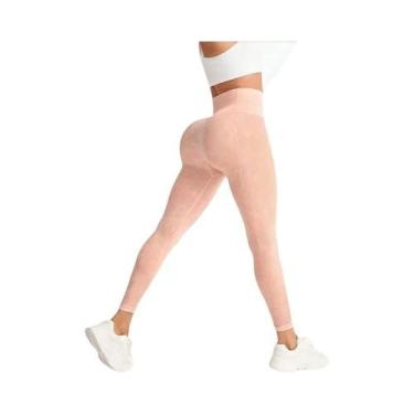 Imagem de Leggings De Yoga Femininas De Cintura Alta Sem Costura Em Nylon, Calça