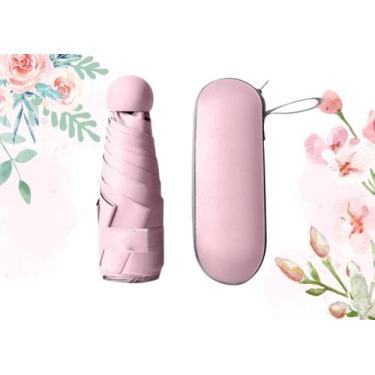 Imagem de Guarda Chuva Mini Dobrável Portátil de Bolso com Cápsula  Leve, Compac