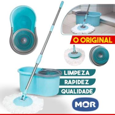 Imagem de Mop Pocket 8 litros Mor Esfregão Cesto Giratório + Refil Limpeza Fácil