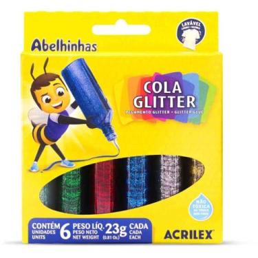 Imagem de Cola com Glíter Estojo com 6 Cores 23G Pacote com 6 - Acrilex