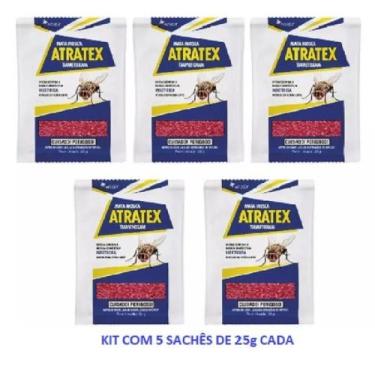 Imagem de Mata Moscas Doméstica Isca Mosquicida Atratex 5 Sachês 25g