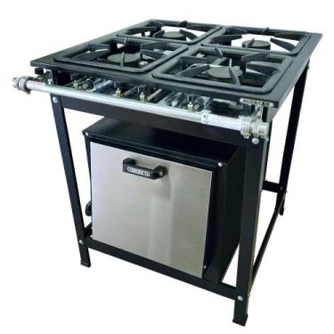 Imagem de Fogão Alta Pressão 4 Bocas Alcazon com Forno 60 Litros Tampa Inox ACZ-