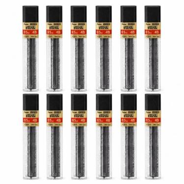 Imagem de Grafite 0.5mm 4B Preto Macio Kit Tubo 12 Minas Lapiseira Esboço Letter