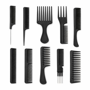 Imagem de Kit 10 Pentes Profissionais Para Corte Penteado E Desembaraço - Sem ma