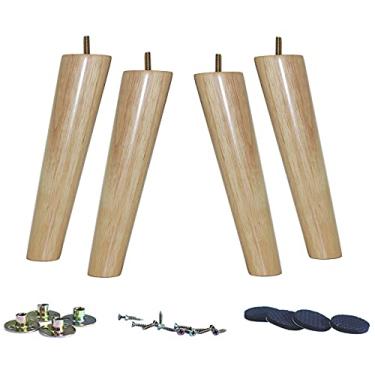 Imagem de WEICHUAN Sofá de substituição de madeira de borracha maciça, poltrona, poltrona, mesa de café, móveis e pernas de madeira (25,4 cm, conjunto com 4)