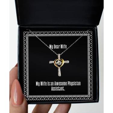 Imagem de SpreadPassion Presentes exclusivos para esposa, My Wife is an Awesome Physician Assistant, Wife Cross Dancing Necklace from Husband