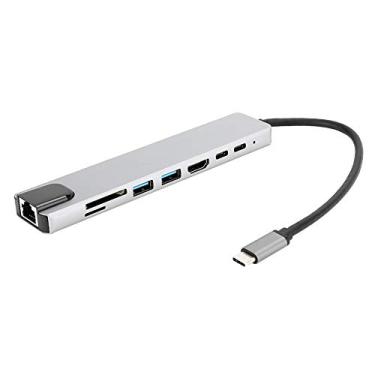 Imagem de Adaptador portátil tipo C, dock station 8 em 1, para computador laptop
