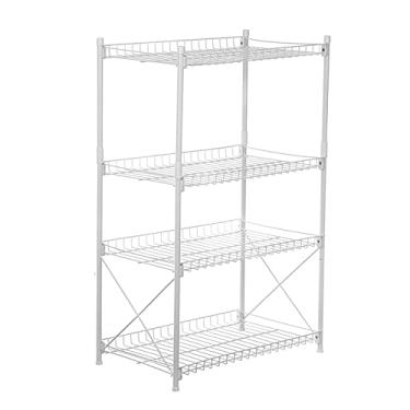 Imagem de Carrinho de cozinha, carrinho de armazenamento fino, organizador de estante móvel para armazenamento deslizante, suporte de carrinho utilitário para cozinha, banheiro, 3/4 prateleiras de vegetais para cozinhas (cor: branco 4 camadas)