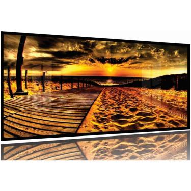 Imagem de Quadro Decorativo Praia Sala Quarto Areia 130x60 Moldura Preta 2x2