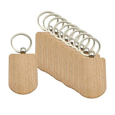 Imagem de YIJU 10 peças em chaveiro de madeira DIY peça de madeira chaveiros chaveiros artesanais chaveiro para fazer, Estilo C 36x51mm