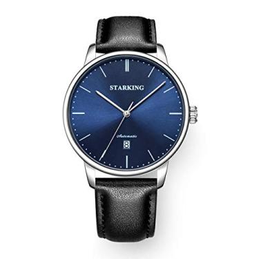 Imagem de Relógio masculino de pulso masculino Starking Top Brand Luxury Automatic TM0915 de couro masculino casual à prova d'água e à prova d'água..., dark blue