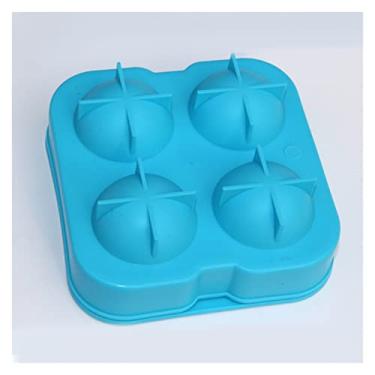 Imagem de Bandeja de cubo de gelo molde de cubo de gelo esférico molde de cubo de gelo uísque coquetel bola de gelo redonda bandeja de gelo para cozinha cor aleatória ferramenta de cozinha molde de cubo de gelo (cor: azul)