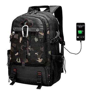 Imagem de Mochila de viagem para laptop de grande capacidade 80L à prova d'água bolsa de montanhismo com compartimento de sapatos mochila USB ao ar livre, preta, 63 * 40 * 31 cm