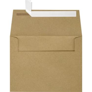 Imagem de LUXPaper Envelopes de convite A7 para cartões de 13 x 18 cm | Peel & Press | 14 cm x 19 cm | Saco de compras marrom | Texto de 32 kg | 50 Qtd.