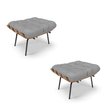 Imagem de Kit 02 Puffs Costela Veludo Luxo A131 Grafite