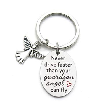Imagem de Chaveiro anjo guardião presente doce 16 chaveiro novo motorista nunca dirigir mais rápido do que o seu anjo guardião pode voar filha Niece presente