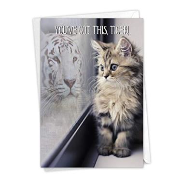 Imagem de The Best Card Company – Cartão de incentivo inspirador com envelope – Lindo gato, motivação animal tigre, amizade – Aspirações C7076JFRG