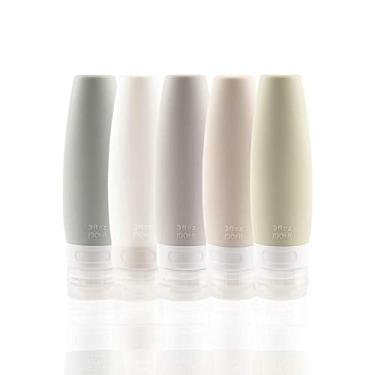 Imagem de Conjunto de garrafas de silicone para viagem com certificação TSA, à prova de vazamento, tubos de silicone para viagem, recipientes de artigos de higiene de tamanho de viagem, acessórios de viagem recarregáveis para shampoo líquidos, pacote com 5 unidades (3 fl. ml)