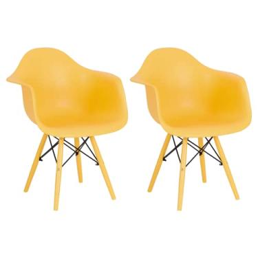Imagem de Kit 2 Cadeiras de Jantar Eames Eiffel Braço Amarela Color