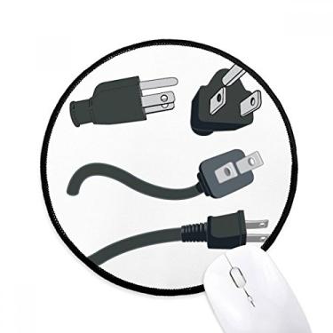 Imagem de Tapete de mouse preto padrão de plugue de cabo de carregamento tapete redondo para computador