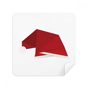 Imagem de Chapéu de Natal abstrato vermelho óculos origami pano limpador de tela tecido camurça pacote com 2