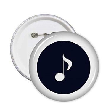 Imagem de Notas musicais brancas Quaver pretas, botão de crachá, redondo, decoração de roupas, 5 peças