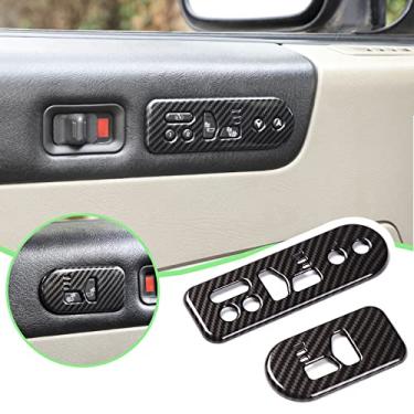 Imagem de PIUGILH Capa de painel de ajuste de assento com botão de memória para Hummer H2 2003-2007, moldura de painel de ajuste de botões de assento com memória de carro, 2 peças (estilo de fibra de carbono)
