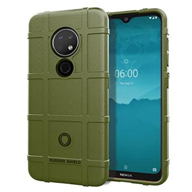 Imagem de Caso de capa de telefone de proteção Capa de silicone à prova de choque à prova de choque de silicone Nokia 6.2/7,2, Tampa do protetor com forro fosco (Color : Army Green)