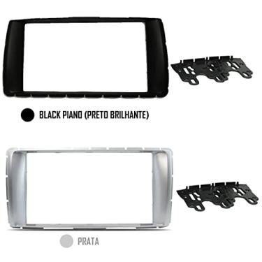 Imagem de Moldura Painel 2 Din Hilux SRV 2012 2013 2014 2015 (Prata)