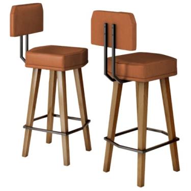 Imagem de Kit 2 Banquetas para Balcão Bancada de Cozinha Industrial (60CM DO ASSENTO AO CHÃO, CAFÉ)