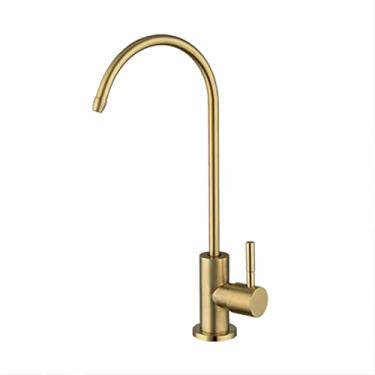 Imagem de Torneira de cozinha em aço inoxidável dourado Torneira de cozinha giratória Deck Mount Torneira de pia de água quente fria Torneiras misturadoras, torneira para beber, tamanho único