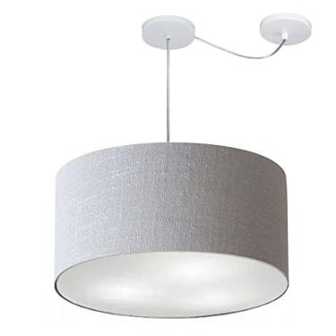 Imagem de Lustre Pendente com Desvio de Centro Cúpula Tecido 45x25 cm, Vivare Iluminação, Pendente4236 CZ, Cinza, Médio