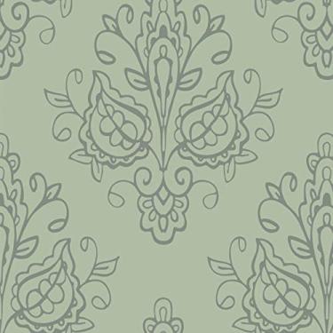 Imagem de Papel De Parede Adesivo Lavável Abstrato Verde Musgo 3m