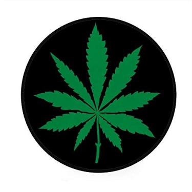 Imagem de My Daily Green Maconha Cannabis Folhas Preto Redondo Tapete para Sala de Estar, Quarto, Crianças Brincando Tapete Poliéster Yoga Tapete 3' Diâmetro