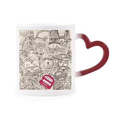 Imagem de British Bus London Eyes Caneca sensível ao calor Big Ben UK Caneca vermelha que muda de cor
