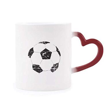 Imagem de Caneca simples preta de futebol com estampa de futebol sensível ao calor Caneca vermelha que muda de cor