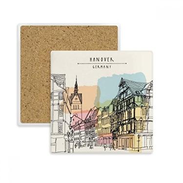 Imagem de Cidade Alemanha Hannover Paisagem Quadrada Porta-copos Porta-copos Porta-copos Pedra isolante